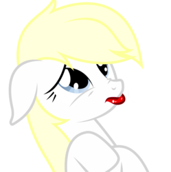 Size: 1000x1003 | Tagged: safe, alternate version, artist:vectorfag, oc, oc only, oc:aryanne, earth pony, pony, dressup, female, floppy ears, frown, hooves up, lipstick, nonconsensual, nose wrinkle, puppy dog eyes, sad, simple background, solo, transparent background, upper body, vector