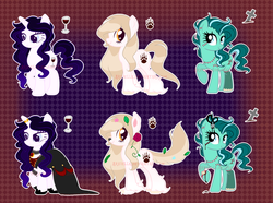 Size: 3500x2600 | Tagged: safe, artist:arxielle, oc, oc only, oc:vampire maiden, oc:werewolf wilderness, oc:zombie wasteland, vampire, werewolf, zombie, zombie pony, cutie mark, high res, leaf, looking back, scissors, smiling, stitches, unshorn fetlocks