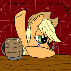 Size: 1000x1000 | Tagged: safe, artist:mysterywhiteflame, applejack, g4, alcohol, blushing, drunk, drunk aj, talking