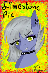 Size: 1836x2792 | Tagged: safe, artist:cannoncar, limestone pie, g4, hearthbreakers, bust, collar, colored pupils, ear piercing, female, helix piercing, piercing, solo
