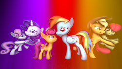 Size: 1920x1080 | Tagged: safe, artist:sugarcube-cake, apple bloom, applejack, rainbow dash, rarity, scootaloo, sweetie belle, crusaders of the lost mark, g4, 3d, cutie mark, cutie mark crusaders, female, sibling love, siblings, sisterly love, sisters, the cmc's cutie marks