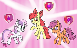 Size: 3312x2072 | Tagged: safe, artist:fluttersdreams, apple bloom, scootaloo, sweetie belle, crusaders of the lost mark, g4, cutie mark, cutie mark crusaders, high res, the cmc's cutie marks