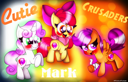 Size: 3488x2240 | Tagged: safe, artist:pinklapinkster, apple bloom, scootaloo, sweetie belle, crusaders of the lost mark, g4, cutie mark, cutie mark crusaders, high res, the cmc's cutie marks