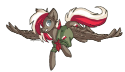 Size: 716x415 | Tagged: safe, artist:tay-niko-yanuciq, oc, oc only, oc:poland, pegasus, pony, clothes, nation ponies, poland, ponified, simple background, solo, transparent background