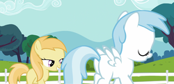 Size: 1372x667 | Tagged: safe, screencap, cotton cloudy, noi, earth pony, pegasus, pony, g4, twilight time, butt, eyes on the prize, foal, looking at butt, plot