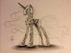 Size: 2048x1536 | Tagged: safe, artist:theasce, nightmare moon, g4, female, monochrome, solo, traditional art