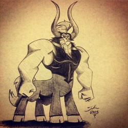 Size: 2588x2588 | Tagged: safe, artist:theasce, lord tirek, g4, high res, male, monochrome, solo, traditional art