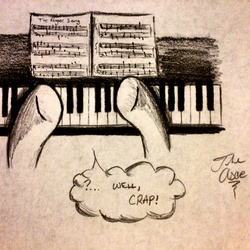 Size: 2448x2448 | Tagged: safe, artist:theasce, high res, hooves, monochrome, musical instrument, offscreen character, piano, traditional art
