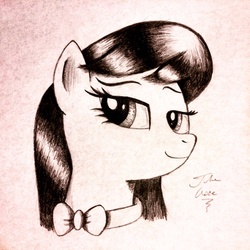 Size: 1024x1024 | Tagged: safe, artist:theasce, octavia melody, g4, female, looking at you, monochrome, solo, traditional art