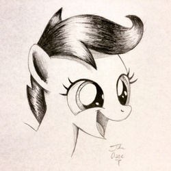Size: 2448x2448 | Tagged: safe, artist:theasce, scootaloo, g4, female, high res, monochrome, solo, traditional art