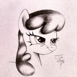 Size: 1024x1024 | Tagged: safe, artist:theasce, cheerilee, g4, female, monochrome, scrunchy face, solo, traditional art
