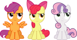 Size: 9522x5000 | Tagged: safe, artist:revstreak, apple bloom, scootaloo, sweetie belle, earth pony, pony, g4, somepony to watch over me, absurd resolution, cutie mark crusaders, looking up, simple background, sitting, spread wings, transparent background, vector