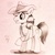 Size: 1024x1024 | Tagged: safe, artist:theasce, braeburn, appleoosa's most wanted, g4, broken leg, male, monochrome, solo, traditional art