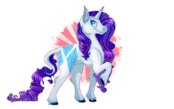 Size: 2000x1250 | Tagged: safe, artist:queen-lynxie, rarity, classical unicorn, g4, female, horn, impossibly large cutie mark, leonine tail, simple background, solo, transparent background