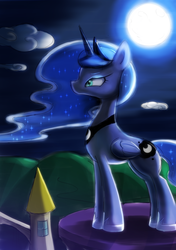 Size: 1223x1736 | Tagged: safe, artist:jicho, princess luna, g4, female, moon, night, pixiv, solo