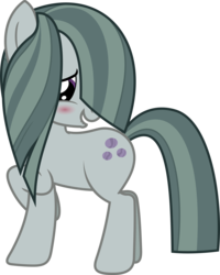 Size: 2454x3060 | Tagged: safe, artist:timelordomega, marble pie, earth pony, pony, g4, hearthbreakers, blushing, cute, female, hair over one eye, high res, marblebetes, raised hoof, simple background, solo, transparent background, vector
