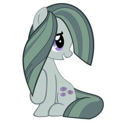 Size: 2532x2532 | Tagged: safe, artist:altalector, marble pie, earth pony, pony, g4, hearthbreakers, cute, female, grin, high res, looking back, looking up, marblebetes, mare, raised hoof, simple background, sitting, smiling, solo, vector, white background