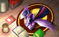 Size: 2560x1600 | Tagged: safe, artist:mysticalpha, twilight sparkle, alicorn, pony, g4, book, cute, female, grin, lantern, looking at you, looking up, looking up at you, mare, sitting, smiling, solo, spread wings, squee, that pony sure does love books, twilight sparkle (alicorn)