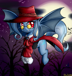 Size: 1689x1773 | Tagged: safe, artist:anibaruthecat, trixie, pony, unicorn, vampire, g4, alucard, crossover, fangs, female, hellsing, mare, red eyes, solo