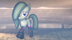 Size: 1920x1080 | Tagged: safe, artist:star-lightstarbright, marble pie, g4, hearthbreakers, my little pony: friendship is magic, 3d, clothes, cute, female, hair over one eye, looking at you, raised hoof, smiling, socks, solo, source filmmaker