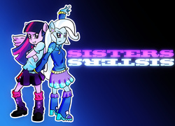 Size: 1247x900 | Tagged: safe, artist:rockzerox, artist:shafty817, trixie, twilight sparkle, equestria girls, g4, friendship, ponied up