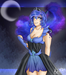 Size: 1600x1800 | Tagged: safe, artist:monnarcha, nightmare moon, human, g4, cleavage, female, humanized, solo