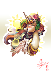 Size: 3721x5262 | Tagged: safe, artist:alumx, princess celestia, g4, drink, female, solo, sun