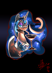 Size: 3721x5262 | Tagged: safe, artist:alumx, nightmare moon, alicorn, pony, g4, drink, female, martini, moon, solo