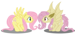 Size: 2807x1399 | Tagged: safe, artist:dr-whiskey, fluttershy, bat pony, pony, g4, flutterbat, race swap, self ponidox