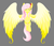 Size: 1024x889 | Tagged: safe, artist:moonmuffin1, fluttershy, g4, bowtie, eyes closed, female, gray background, simple background, solo, spread wings