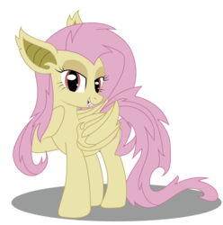 Size: 1600x1615 | Tagged: safe, artist:dr-whiskey, fluttershy, bat pony, pony, g4, bedroom eyes, female, flutterbat, race swap, solo