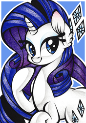 Size: 1024x1457 | Tagged: safe, artist:j-lin-mlp, part of a set, rarity, g4, female, mare, smiling, solo, traditional art