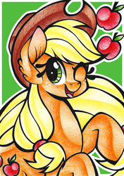 Size: 1024x1457 | Tagged: safe, artist:j-lin-mlp, part of a set, applejack, g4, female, solo, traditional art