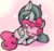 Size: 1748x1653 | Tagged: safe, artist:ratiodaze, marble pie, pinkie pie, earth pony, pony, g4, blushing, cuddling, cute, diapinkes, eyes closed, featured image, female, heart, hug, marblebetes, pie twins, prone, simple background, sisters, smiling, snuggling, twins, weapons-grade cute