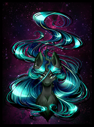 Size: 2893x3889 | Tagged: safe, artist:minamikoboyasy, queen chrysalis, changeling, changeling queen, g4, female, high res, looking at you, portrait, solo, space