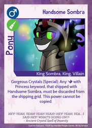 Size: 788x1088 | Tagged: safe, artist:arfaise, king sombra, twilight sparkle's secret shipfic folder, g4, he-man, heyyeyaaeyaaaeyaeyaa, male, pony card, solo