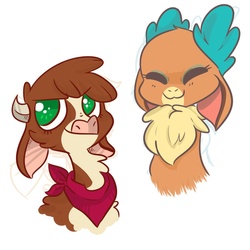 Size: 1024x1024 | Tagged: safe, artist:stargels, arizona (tfh), velvet (tfh), cow, deer, reindeer, them's fightin' herds, arizonadorable, community related, cute, duo, simple background, velvebetes, white background