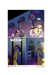 Size: 3541x5016 | Tagged: safe, artist:gashiboka, doctor whooves, fluttershy, roseluck, time turner, earth pony, pegasus, pony, comic:recall the time of no return, g4, cell, comic, patreon, patreon logo, prison, royal guard