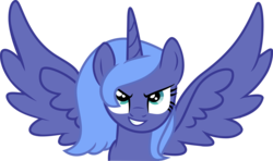 Size: 2959x1754 | Tagged: safe, artist:ssilverbeeze, princess luna, g4, female, mischievous, s1 luna, solo, spread wings