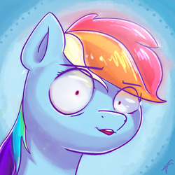 Size: 1000x1000 | Tagged: safe, artist:voxelfyre, rainbow dash, g4, female, portrait, solo, stare, u wot m8