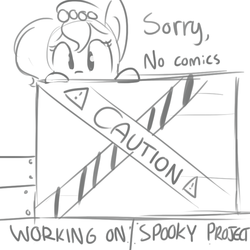 Size: 792x792 | Tagged: safe, artist:tjpones, oc, oc only, oc:brownie bun, earth pony, pony, horse wife, caution sign, monochrome, sketch, solo