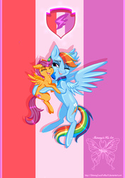 Size: 1024x1451 | Tagged: safe, artist:shimmycocopuffssx1, rainbow dash, scootaloo, crusaders of the lost mark, g4, backwards cutie mark, cutie mark, scootalove, the cmc's cutie marks