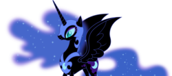 Size: 6728x3000 | Tagged: safe, artist:dashiesparkle edit, artist:hawk9mm, edit, vector edit, nightmare moon, alicorn, pony, g4, .svg available, absurd resolution, female, full view, ponyscape, simple background, solo, transparent background, upper body, vector