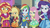 Size: 1280x720 | Tagged: safe, screencap, applejack, fluttershy, indigo zap, lemon zest, rainbow dash, rarity, sugarcoat, sunset shimmer, equestria girls, g4, my little pony equestria girls: friendship games, clothes, cowboy hat, cutie mark on clothes, female, hat, legs together, school spirit, skirt, stetson