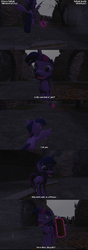 Size: 1360x3855 | Tagged: safe, artist:derek the metagamer, twilight sparkle, alicorn, pony, g4, 3d, book, castle of the royal pony sisters, dialogue, female, gmod, mare, mortal kombat x, ruins, self ponidox, twilight sparkle (alicorn)