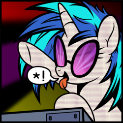 Size: 3000x3000 | Tagged: safe, artist:v0jelly, dj pon-3, vinyl scratch, g4, female, high res, modern art, pop art, solo, speech bubble, style emulation