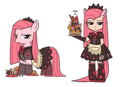 Size: 900x636 | Tagged: safe, artist:kongyi, pinkie pie, human, g4, clothes, eared humanization, human ponidox, humanized, looking at you, maid, pinkamena diane pie, simple background, tailed humanization