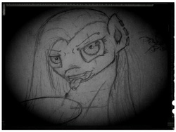 Size: 2592x1944 | Tagged: safe, artist:aer0 zer0, pinkie pie, earth pony, pony, g4, creepy, female, first picture, lineart, mare, monochrome, piercing, pinkamena diane pie, solo, traditional art