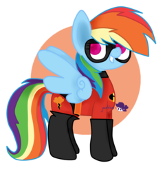 Size: 877x912 | Tagged: safe, artist:joceblue, rainbow dash, g4, crossover, dash parr, namesake, outfit, pun, the incredibles