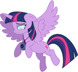 Size: 6600x6100 | Tagged: safe, artist:caliazian, twilight sparkle, alicorn, pony, equestria girls, g4, my little pony equestria girls: friendship games, absurd resolution, adobe illustrator, corrupted, corrupted twilight sparkle, female, floppy ears, flying, looking down, magic capture device, mare, possessed, raised hoof, role reversal, simple background, solo, transparent background, twilight sparkle (alicorn), vector